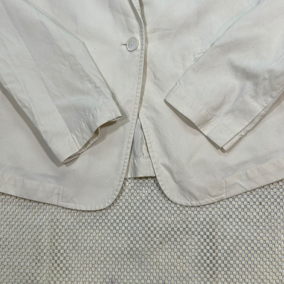 Uniqlo Linen Blend‎ Blazer Casual One Button Jacket Ivory Womens XS - Picture 3 of 8